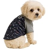 MPZ PETS%100 Pamuk Kedi ve K&ouml;pek Kıyafeti Lacivert Geo Desenli Basic T Shirt L