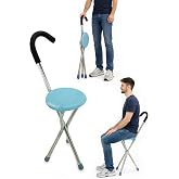 Katlanır Oturaklı Taşınabilir Baston Sandalye Ergonomik ve Hafif - Mavi