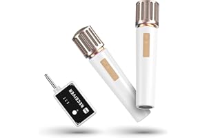 ECHOMUSSY Micrófono Inalámbrico, Microfono con Conexión de Chip Uno a Uno, Luces LED Controlables, 40H de Duración, Alcance de 60 m, Micrófono con Control de Volumen para Cantar, Hablar