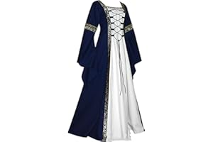 FUNALOE Halloween Costumes Princess Dress Medieval Costume Women Plus Size Fancy Dress Costumes Renaissance Medieval Dress Victorian Gown Long Sleeve Trumpet Sleeve Solid Gothic Cosplay Dress