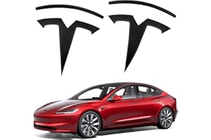 GOQELK Model 3 Metal Replacement 3D Sticker Front Case/Rear Case Emblem Cover Sticker Badge Sticker for Tesla Model 3 Emblem Accessories (Matte Black)
