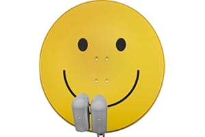 TechniSat GIGATENNE 850, Digitale Sat-Anlage für Eutelastrasat Mehrteilnehmerempfang (85 cm Sat Spiegel, Masthalterung, Multifeed, 2x UNYSAT-Universal-Quattro-LNB im Wetterschutzgehäuse) gelb