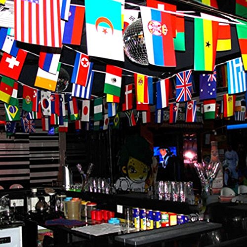 22M International Flags Banner, 60 Countries String Hanging Bunting, Extra Large 30CM * 20CM for Olympics Bar Party Events Decorations