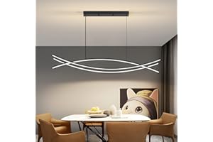 Mikeru Lampada a Sospensione Regolabile, 120cm Moderna Colore Nero Moderno a LED Lampada Da Soffitto 3000/4500/6000k 3 Colori per Sala Da Pranzo