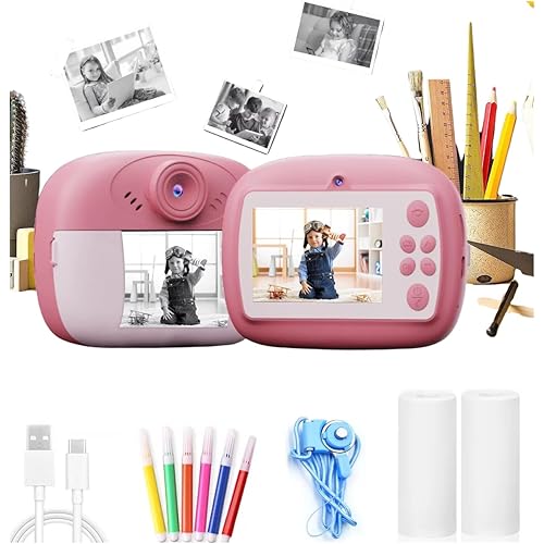 LEO LIFE STYLE Instant Print Camera for Kids | 48MP Dual Selfie Digital Camera with 1080P HD Video Recording | Built-in Instant Photo Printer with BT & App Control | (Pink)