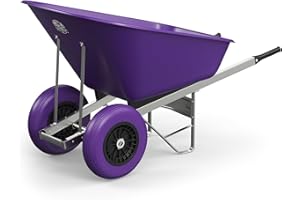 Agri Barrow Wheel Barrow 160 Litre Plastic Wheelbarrow with Puncture Proof Twin Slim Tyres, Purple – Ideal for Equestrians, Farmers, Gardeners, Stable Yards, and Heavy-Duty Use