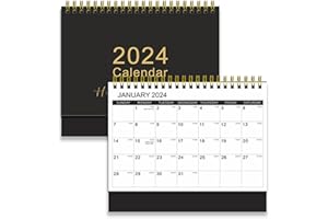 YIPUETERNITY Calendario de Escritorio 2023 2024, Calendario de Mesa 2024, Calendario de Escritorio 2024(Jan. de 2024- Diciembre de 2024) Calendario Mensual 23/24 (Negro) Inglés