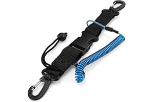 HASLED Blu Cordino da Immersione, Cordino Spirale Immersioni, con Clip Sgancio Rapido, Diving Lanyard con Anima in Acciaio Inossidabile, per Immersioni, Snorkeling e Arrampicata su Roccia