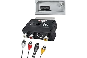 BullTek - Konwerter SCART na 3 x RCA Jacks | Przełącznik wejścia/wyjścia | Podłączenie konsol, DVD, VHS | Dźwięk mono i stereo | S-VHS SVIDEO, kolor czarny