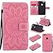 Produktbild Lonchee Google Pixel XL Leder Wallet Tasche Brieftasche Schutzhülle , Sonnenblumen geprägten Muster Design Hochwertige PU Leder Folio Tasche Case Hülle im Bookstyle mit Standfunktion Kredit Kartenfächer (rosa)