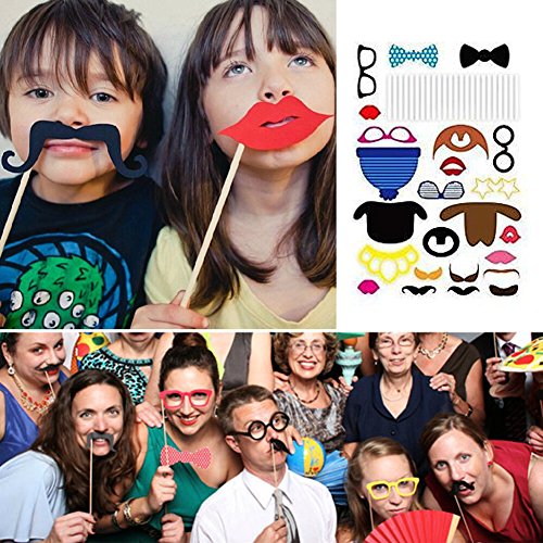 24 Stück Photo Booth Foto Booth Party Fotorequisiten & Fotoaccessoires Mit Einem Bilderrahmen Für Party Hochzeit Geburtstag Abschlussfeier DIY Lustige Fotos - 5