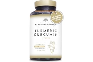 Curcuma e Piperina Plus. 95% di Curcumina Alta Concentrazione Efficienza. Antinfiammatoria Digestivo Antiossidante Protettore.90 Capsule Vegetali. Certificato VEGANO CE. N2 Natural Nutrition