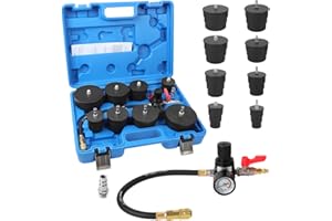 KAISAL Turbo Boost Leak Tester Kit 10PC Boost Leak Tester Automotive Well-sealed Turbo/Emission/Cooling System Pressure Leakage Tester with 4 Pairs of Stepped Adapters 1-3/8" to 3-1/2", US & EU Air Fitting