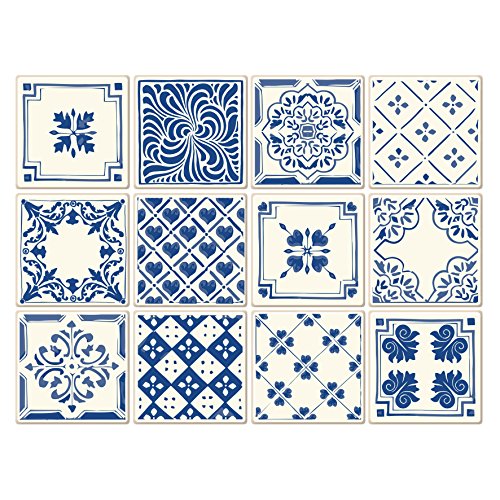 Dekorative Stickerfliesen mit tollen Motiven und Ornamenten für Wände und Fliesen | 12er Set | seidenmatt | 15x15cm | Fliesenaufkleber