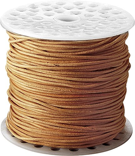 Knorr prandell 212249301 Lederriemen Großrolle (zum Schmuckbasteln, 20 Meter lang, 2 mm Durchmesser, natur)
