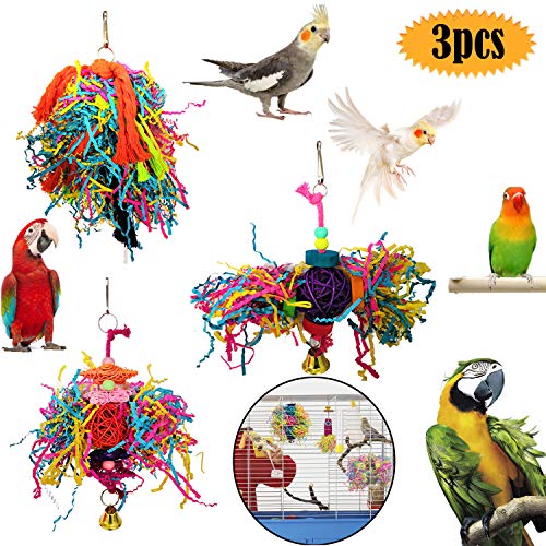 bluesees - Giocattolo da Masticare per Uccelli, pappagalli, 3 Pezzi, Set da Gioco per Uccelli, pappagalli, pappagalli, pappagalli, pappagalli, pappagalli, pappagalli, conuri, cacatieli