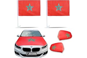 Sonia Originelli Fanset Fanartikel für das Auto Motorhaubenfahne Fensterfahnen Spiegelüberzieher Magentflaggen Farbe: Marokko XL