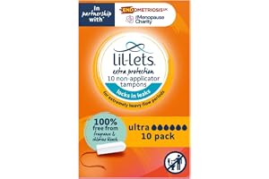 Lil-Lets Non-Applicator Ultra Tampons, 10 Count (Pack of 1), For Extremely Heavy Flow, 6 Droplets, Plant-Based, SmartFit™ Non