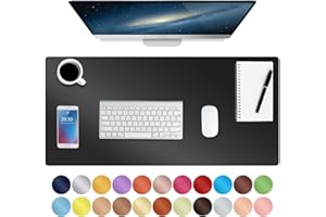 Boutilon Leather Desk Mat,Desk Pad,Desktop mat,Waterproof Desk Mat for Desktop, Desk Mat for Keyboard and Mouse,Leather Mouse Pad Protector for Office and Home,76 * 36.5cm (M Black)