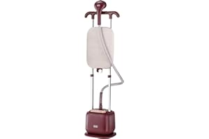 BLACK+DECKER Double Pole Garment Steamer, 2400W, 2L Tank, 10 Steam Settings, Horizontal & Vertical Ironing Board, 35g/min Steam Rate, Anti-Kink Tube, Auto Shut-Off, Dark Red - GSTD2450-B5