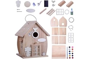 WOODURN Vogelhaus-Set aus Holz zum Selbermachen, für Erwachsene zum Bauen, Outdoor-Holzbearbeitung, Basteln, Freestyle-Malerei, hängendes Vogelhaus für Garten, Hof, Dekoration, Geschenke