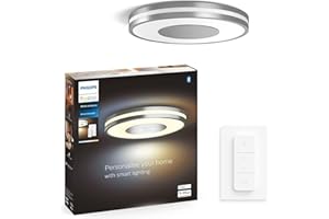 ‎PHILIPS HUE Philips Hue White Ambiance Being Deckenleuchte 2400lm inkl. Dimmschalter, aluminium, dimmbar, alle Weißschattierungen, steuerbar via App, kompatibel mit Amazon Alexa (Echo, Echo Dot)