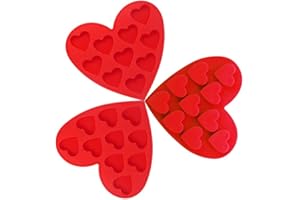 3 Pcs Moules à Chocolat en Silicone, CNYMANY Forme de Coeur Moules de Cuisine Antiadhésifs Plateaux à Glaçons pour Faire des Gâteaux Bonbons Boule de Gomme Gelée Muffin Petit Gâteau - Rouge