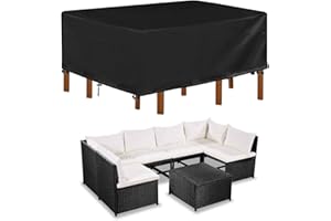 Landrip Pokrowiec na meble ogrodowe 250x210x90cm-Wodoodporny, Wytrzymały materiał Oxford 420D, Prostokątny obrus na stół ogrodowy, Wiatroszczelny, Ochrona mebli tarasowych