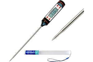 LUNCH BOX HEROES Bramblestone Digital Cooking Thermometer | Step Down Tip | Large Screen | Multifunctional Food Probe Sensor | Temperature Guide | Storage Tube | for BBQs, Meat, Candles and Jam | Battery Included.