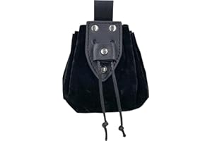 HiiFeuer Bolsita Medieval de Piel sintética con cordón, Monedero portátil de la Edad Media, Remaches Cinturón Bolsa Dados Bolsa para Larp REN Faire
