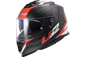 LS2, Casque Moto Intégral STORM NERVE Mat Noir Rouge,