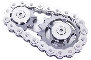 DMaos Fidget Spinner, chaîne de vélo de Liaison Spinner Design 2 Gears figity Spin Finger Games, mécanique Durable en Acier Inoxydable métallique, roulements Lisses, Jouets Premium figit - Gris