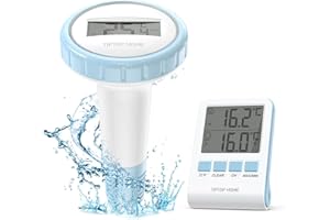 BUBBACARE Pool-Thermometer, Kabelloses Schwimmendes Poolthermometer, Floating Pool Thermometer IP67 Wasserdicht mit Innentemperatur Feuchtigkeitsüberwachung für Schwimmbäder, Badewannen, Fischbecken, Teic