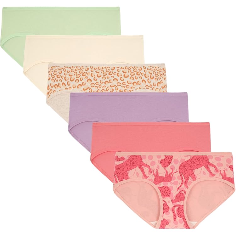 Teenager-Mädchen-Slips 6er-Pack – Baumwoll-Slips Mit Mittlerer Taille, 94% Baumwolle, Für 8–16 Jahre, Bequem & Atmungsaktiv