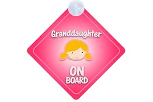 QG LTD mybabyonboard UK Granddaughter on Board Car Sign for Children/Baby Girls Non Personalised Character Theme