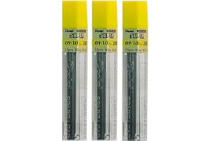 Pentel 0.9mm Size 2B Shade Hardness Pencil Refill Replacement Spare Leads Hi Pollymer Super For Automatic & Mechanical Pencils (Pack Of 3 Tubes - 45 Pieces)