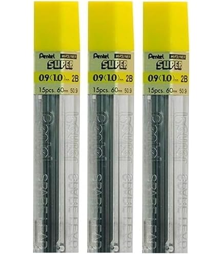Pentel Mine di ricambio per matite automatiche e meccaniche (confezione da 6, 0,5 mm 2H