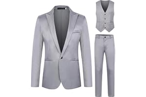 YOUYING Completo da uomo 3 pezzi Slim Fit monopetto giacca gilet pantaloni blazer set casual business party abiti da matrimonio