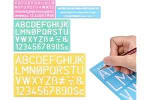 SCSpecial Pochoir lettre alphabet Lot De 4 Pochoir Lettrage Tailles Assorties Pochoirs Décoratifs Pour Scrapbooking regle pour ecrirel - Bleu