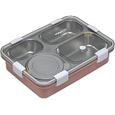 Vagonlife Bento 850ml Lunchbox Tek Katlı 4 B&ouml;lmeli ve Kaseli &Ccedil;elik Sefer Tası Yemek Kutusu (Pembe)