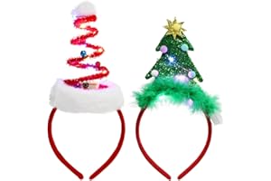 MELEAGER 2 Stück Weihnachts haarreif mit LED,Weihnachten Beleuchtete Stirnbänder,Weihnachts Haarschmuck für Kinder und erwachsene,Stirnbänder für Weihnachtsfeiern accessoires