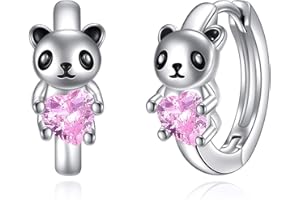 VONALA Unicornio/perezoso, gato, cerdo, vaca, rana, conejo/koala, pendientes de criollo de plata de ley 925, con circonita rosa, para mujeres y niñas y niños