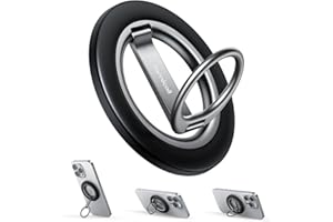 Lamicall Soporte Anillo Magnético Movil para MagSafe - 2025 [Doble Bisagra Mejorada] 360° Rotación, con Anillo de Metal, Agarre Magnético Móvil para iPhone 17/16/15/14/13/12/11 Pro MAX, Android