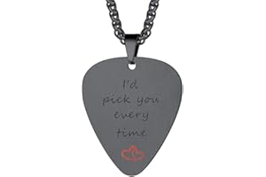 U7 Collar Colgante de Púa de Guitarra para Hombre 8 Estilos de Música Plectro Collar con Guitarra Collar de Acero para Hombre Collar Niño Rapero Guitarristas de Rock