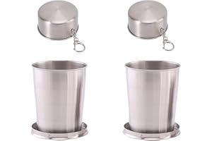 Limeow 2 Pièces Verre Pliable de Voyage Gobelet Pliable Gobelet Inox Tasse Camping Verre Inox pour Les Sports de Plein Air le Camping La Randonnée l'Escalade la Pêche Les Pique-Niques et Les Voyages