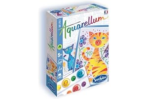 SentoSphère - AQUARELLUM MINI - CHATS 4 PLANCHES - Kit peinture - Peinture Aquarellable Magique - A partir de 5 ans - fabriqué en France, Ensemble de 8 pièces, Multicouleur