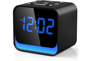 ‎DOUMOSH DOUMOSH Holz-Wecker mit Radio für Schlafzimmer - 5W Bluetooth-Lautsprecher, wissenschaftlich unterstützte Wecktöne, 0-100% Dimmer, Nachtlicht unten, FM-Radiowecker für den Nachttisch (Modernes Holz)