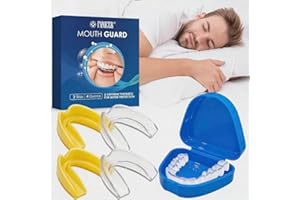 TPUBMITY 4 Piezas Ferula Descarga Bruxismo, Reutilizables Protector Dental para el Rechinar de los Dientes,Mejora la Del Sueño, Transparente + Amarillo anaranjado