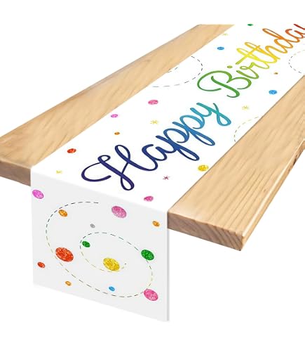 Yontree Geburtstags-Tischläufer 180x35 Cm - Bunte Deko Für Kindergeburtstage & Partys