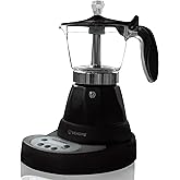 BEHOME Cafetera Italiana Eléctrica 3 Tazas, Moka Espresso Automatica eléctrica con Reductor de 1 Taza, Auto Apagado y Café Ca